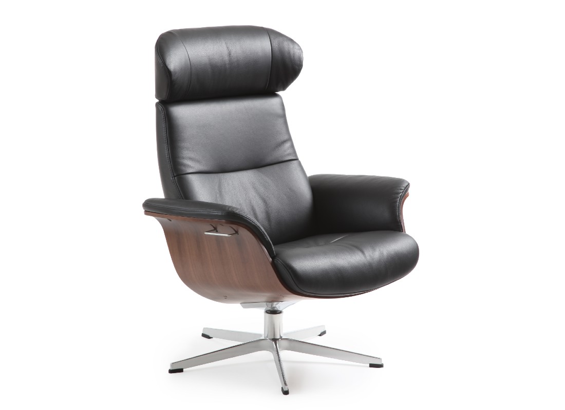 DESIGNER CONFORM TIMEOUT LEATHER SWIVEL RECLINING CHAIR - INTEGRATED LEG  REST